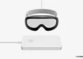 Apple Mixed Reality Headset with outbound battery and OLED display in the front